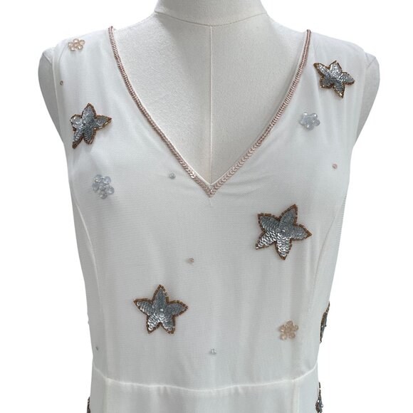 ModCloth White Sequin Star Maxi Dress Size M Celestial Glam Occasion Festival - Picture 6 of 10